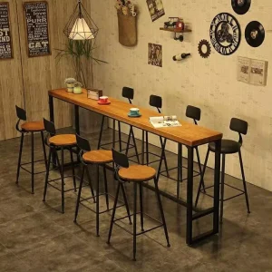 Industrial Adjustable Metal Bar Chair and Table Set with Modern Metal Legs for Home and Hotel Use