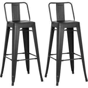 Industrial Black Metal Bar Stools With Backrest Stackable Tolix Counter Height Stool for Kitchen Island Cafe Bar Restaurant
