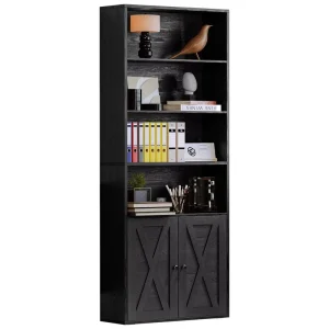 Industrial Bookshelves and Bookcases With Doors Floor Standing Shelf Display Storage Shelves Bookcase Home Office Furniture