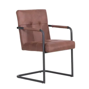 Industrial Contemporary Dark Brown Eco Friendly Upholstered Cantilever Dining Chair