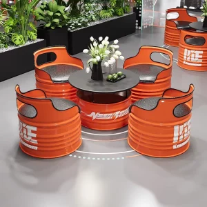 Industrial Creative Metal Bar Furniture Outdoor Kitchen Oil Bucket Sofa Table for Dining Negotiation for Hotels