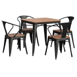 Industrial Decorative Cast Iron 4 Seater Outdoor Dining Pine Coffee Table Wood Plastic School Restaurant Chair