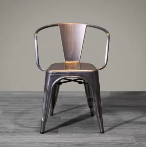 Industrial Design Heavy Duty Metal Chair with Armrest for Cafe Restaurant Bistro or Hotel Kitchen Restaurant Furniture