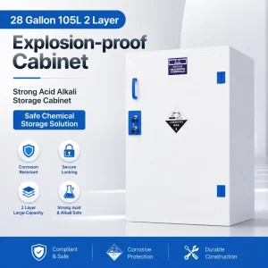 Industrial Design Style PP 28 Gallon 105L 2 Layer Explosion proof Cabinet for Hospital Workshop Strong Acid Alkali Storage