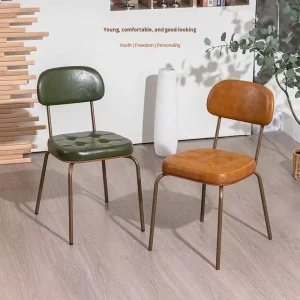 Industrial Gold Copper Color Backrest Metal Bar Chair Nordic American Country Style Study Simple Retro Iron Art Stackable No