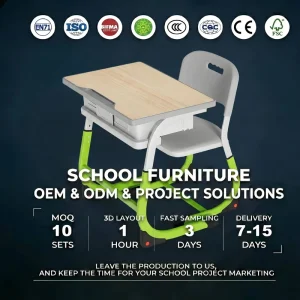 Industrial-Grade Ergonomic School Desk and Chair Set Durable Student Classroom Furniture Project Solutions OEM ODM Supported