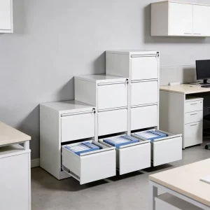 Industrial Grade White Steel Lockable Fireproof Eco Friendly Movable Drawer Cabinets Stackable High Capacity Storage For Bedroom