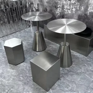 Industrial High Quality Bar Table Gold Stainless Steel Round Tall Table for Party Event Hotel