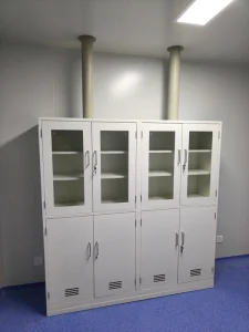 Industrial Lab Reagent Cabinet with Top Exhaust Air Vent Connectable to Ducts Powder Coated Steel Wardrobe