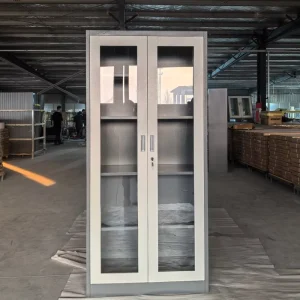 Industrial Lockable Steel Office Cabinet with Adjustable Shelves and Glass Door Multipurpose Filing Storage Cabinet
