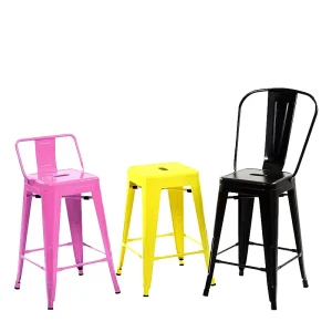 Industrial Metal Bar Stools Stackable Iron Barstools Colorful Counter Height Stools for Kitchen Cafe Restaurant Bistro Bar