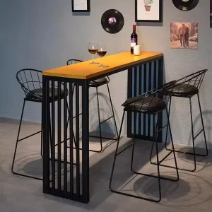 Industrial Metal Wood Bar Table Set 4 High Back Stools Home Bar Restaurant