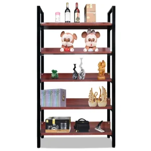 Industrial Metal and Wood Bookcase with 4 Shelves Multifunctional for Home Office Living Room