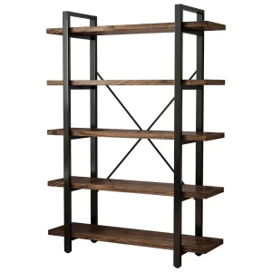 Industrial Modern Library Bookcase Show Shelves Wooden Open Display Rack Bookshelf for Living Room