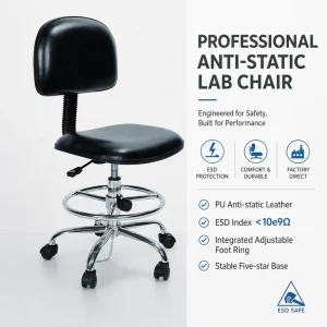 Industrial Modern SMT Workshop ESD Chair Anti static PU Leather Stool for Laboratory and Electronics Factory