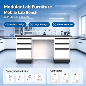 Industrial Modular Design Mobile Lab Bench With Drawers Storage Cabinets Acid Resistant Lab Workstation for Chemical Laboratory