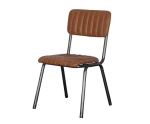 Industrial Restaurant Leather Chair Antique Look Tan Color Leather Dining Chairs