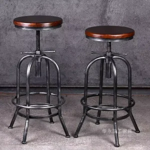 Industrial Style Adjustable Bar Stool Set Customizable for Commercial Use