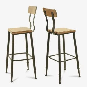 Industrial Style Bar Chair Modern Home Restaurant Simple Bar High Chair Iron Solid Wood Bar Chair with Backrest