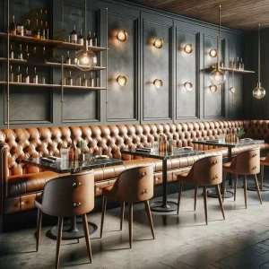 Industrial Style Bar Retro Sofa Dinner Booth Lounge Couch Restaurant Bench Dining Table Set 4 Chairs for Restaurant