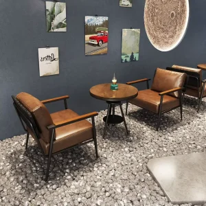 Industrial Style Bar Set for Commercial Use Cafes Steel Leisure Table and Chairs Furniture Set Vintage bar Decoration