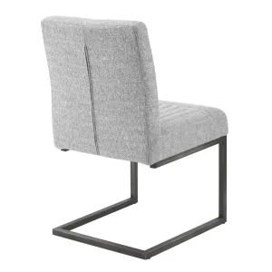 Industrial Style Black Metal Iron Legs Commercial Dining Chair Design With Orange Fabric Upholstered Cushion