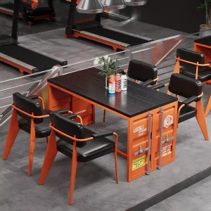 Industrial Style Customizable Bar Furniture Dining Table Chairs with Metal Frame for Western Restaurant Bar