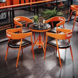 Industrial Style Customizable Modern PU Leather Table Chair Combination Gym Dance Studio Rest Area Creative Cafe Milk Tea Shop