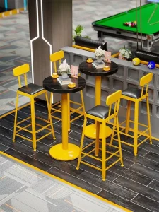 Industrial Style Customized Bar Set with High Table Chair Stool Combination Commercial Iron Furniture for Restaurant and Hotel Use