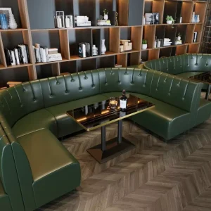Industrial Style Design PU Leather Dining Hotel Restaurant Booth Seating Tables Chairs Bench Furniture Sets Waterproof