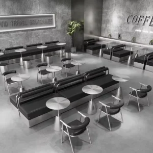 Industrial Style Dining Chair Stainless Steel Frame Coffee Shop Restaurant Furniture