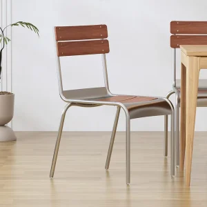 Industrial Style Eco Friendly Restaurant Dining Chairs Stainless Steel Wood Construction Apartment Use Commercial