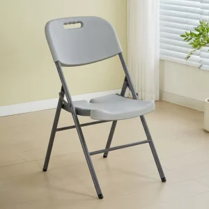 Industrial Style Folding Chair Outdoor HDPE Plastic Steel Frame Backrest Lightweight Portable School Meeting Activity