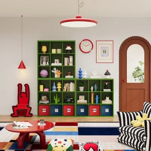 Industrial Style Green Metal TV Cabinet for Living Room Storage