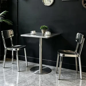 Industrial Style Hotel Cafe Restaurant Coffee Shop Negotiation Room Stainless Steel Square Dining Bar Table