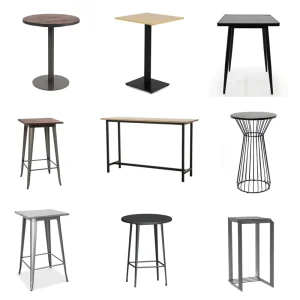 Industrial Style Indoor and Outdoor Use Metal Frame Wooden High Bar Tables
