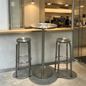 Industrial Style Industrial Design Milk Tea Shop Cafe Stainless Steel Round High Top Bar Counter Nightclubs Stools