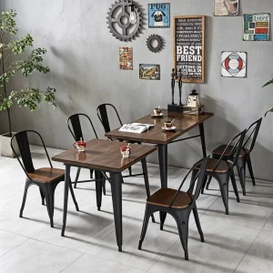 Industrial Style Iron Table and Chair Set for Fast Food Store Restaurant
