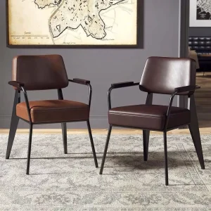 Industrial Style Leather Conference Office Chairs Restaurant Backrest Dining Chairs