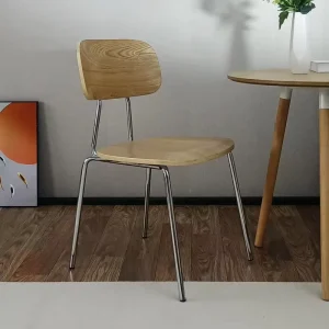 Industrial Style Modern Metal Cafe Chair With Wood Seat in Restaurant and Coffee Shop Dining Chair