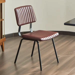 Industrial Style Modern PU Upholstered Iron Dining Chair Simple Leisure Backrest Commercial Cafe Restaurant Bar Home Furniture