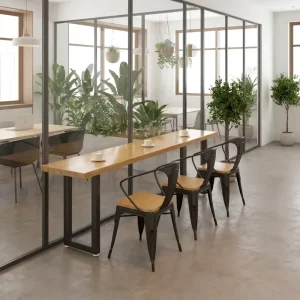 Industrial Style Modern Square Restaurant Set for Cafe and Mall Use Solid Wood Durable Dining Chairs and Table Set