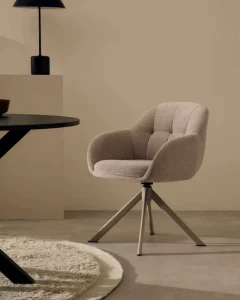 Industrial Style Office Chair with Swivel Base Fabric Upholstered Back Sponge Seat Matte Metal Legs Modern