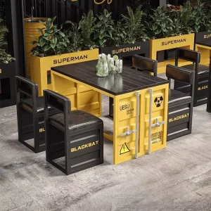 Industrial Style Outdoor Restaurant Table Chair Sets Durable Iron Metal for Hotels Cafes Bars Lounges