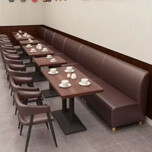 Industrial Style PU Leather Restaurant Booth Seating Cafe Restaurant Tables and Chairs Bench Furniture Sets