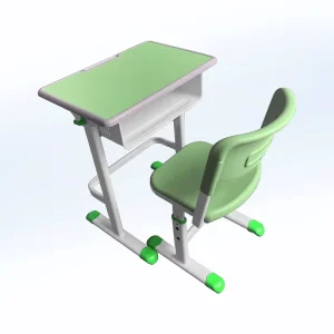Industrial Style Plastic Classroom Furniture Single Student School Desk and Chair Set for Primary Schools