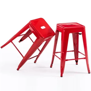 Industrial Style Red Vintage Stool Backless Metal Bar Stool for Bar Bistro