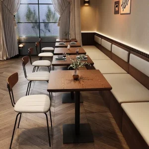 Industrial Style Retro Customizable Solid Wood Restaurant Table Chair Combination Dining Set for Commercial Use