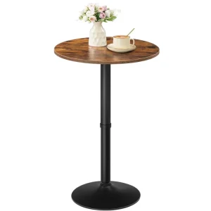 Industrial Style Round Bar Table Circle Metal Pub Table Rustic Brown Dining Table for Dining Room