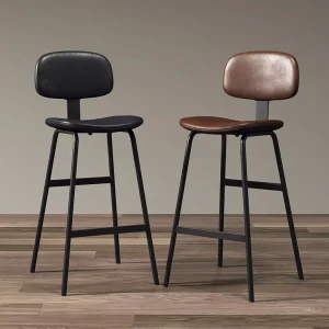 Industrial Style Soft Bag Backrest High Stool Iron Bar Chair Simple Modern Living Room Commercial Use Bar Stool